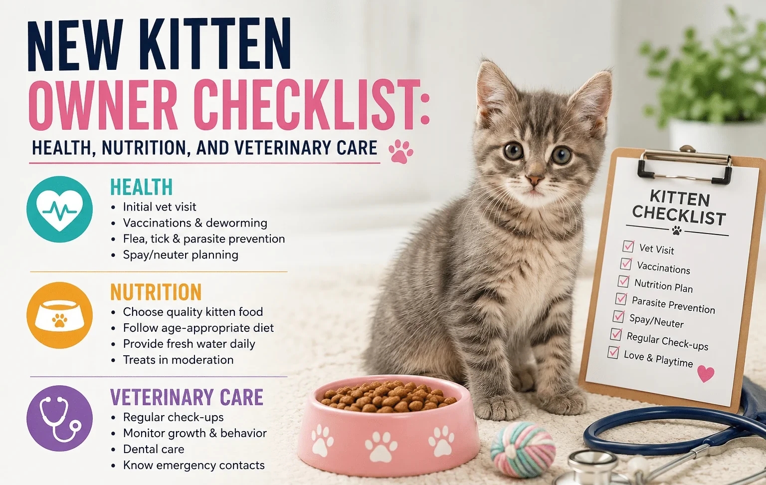 New Kitten Owner Checklist: Health, Nutrition, and Veterinary Care