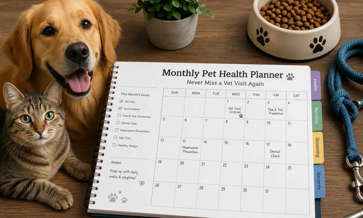 Monthly Pet Health Planner: Never Miss a Vet Visit Again